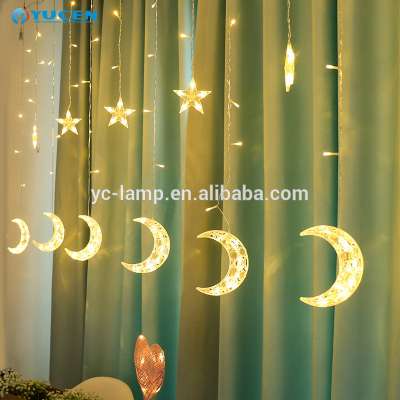 6 stars 6 moons indoor bedroom decorations twinkle led window curtain string lights