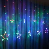 indoor rgb twinkle 12 star 138 led window curtain string lights for bedroom decorations