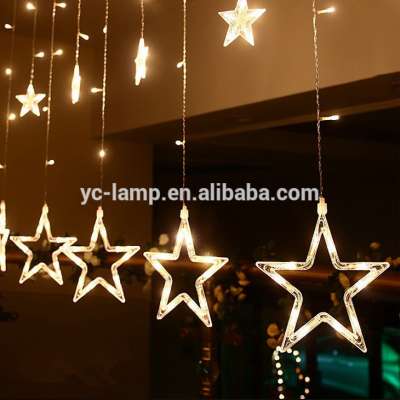 2.5*1.6m Meters 12 stars Wedding Decoration Led Icicle Curtain Lights for indoor windows lighted