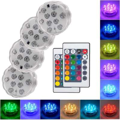 10 LEDs 3AA Battery Powered Remote Control Underwater Fountain Light Submersible Led Lights